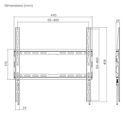Mbajtese tv Brateck KL32-44F, statike 32"-70" 45 kg