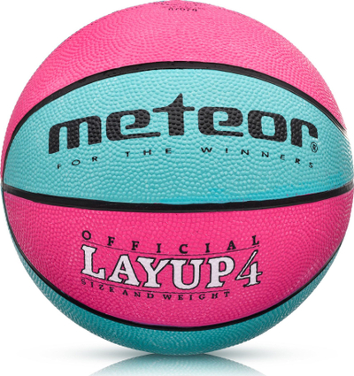 Топка за кошарка Meteor Layup 4, големина 4, за деца, розово сина