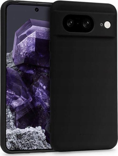 Mbulesë telefoni Crong Color Cover për Google Pixel 8, silikon liquid, me mikrofibër, e zezë