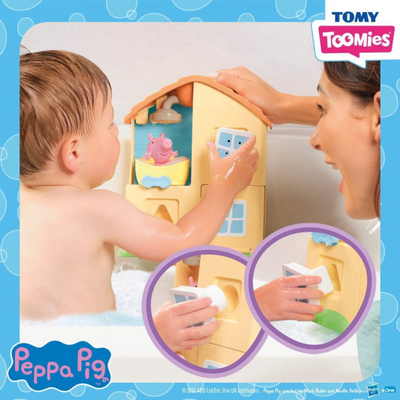 Set lodrash për banjo Tomy Toomies Peppa Pig Bath House E73415, figura, shumëngjyrësh
