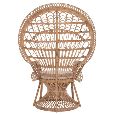 Karrige lounge Royal Peacock rattan & jastëk bezhë 114×72×150 cm (HM9342), bezhë