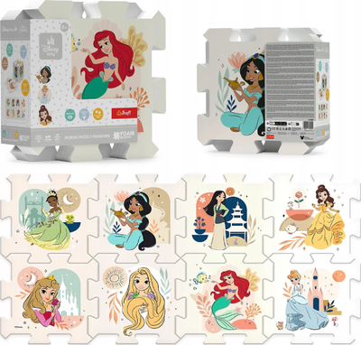Puzzle prej shkumë Trefl Disney Princess, 8 copa, tapet loje, shumngjyrëshe