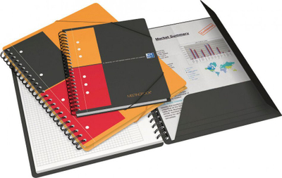 Bllok shënimesh Oxford Meetingbook A5, 160 fletë, me spiralë dhe llastik, portokalli