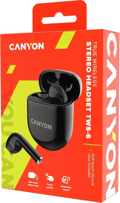 Kufje wireless Canyon TWS-6 CNS-TWS6B, True Wireless, Bluetooth, të zeza