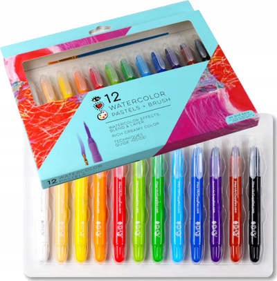 Set akuareli me pastelë Watercolor Pastel Set, 12 copë, me furçë druri, multingjyrësh