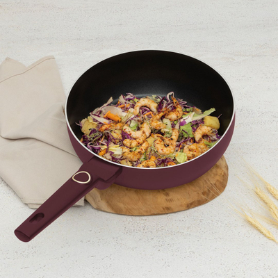 Tigan WOK Berlinger Haus Leonardo BH-8029, 26cm, veshje qeramike, bezhë