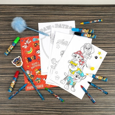 Çantë shpine Paw Patrol Filled Backpack, set me ngjyra dhe bllok shënimesh, për fëmijë, shumëngjyrëshe