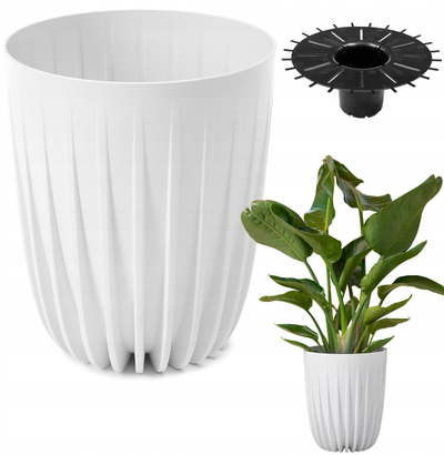Vazo lulesh Lamela Flowerpot Mira 908-05, plastike, Ø 30 cm, e bardhë