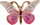 Dekorime vetëngjitëse Titanum Butterflies, 38x23mm, rozë ari