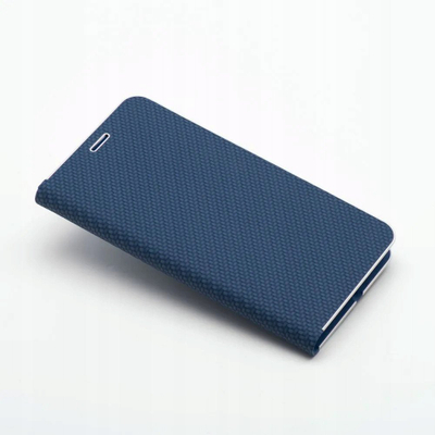 Fутрола книга OEM LUNA Book Carbon за Samsung Galaxy S25 Edge, со карбонска футрола, функција за држење, сина