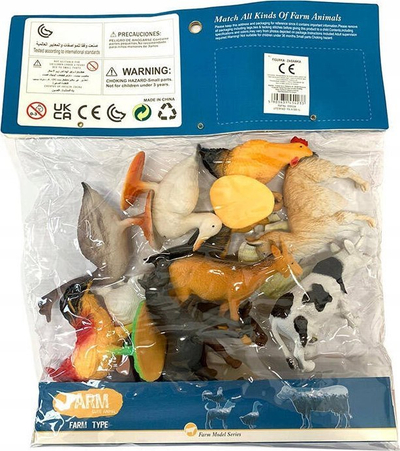 Set figurina ferme Madej Farm Cute Animal, 12 copë, plastike, shumëngjyrëshe