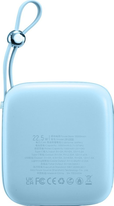 Karikues portativ Joyroom Jelly Series JR‑L002, 10000mAh, 22.5W, blu