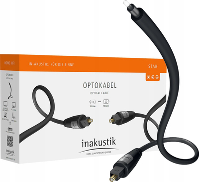 Kabllo optike Inakustik Star, Toslink me Toslink, 0.75 m, e zezë