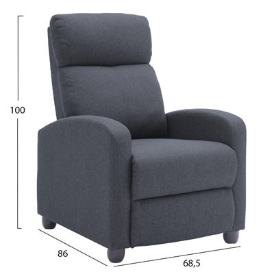 Fotel relax DROSEN HM3299.01, mekanizëm recliner, pëlhurë, gri