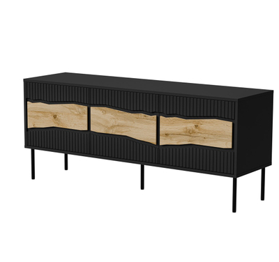 Komodë TV Cama INSERTO 3D FELLINI, 143.5 cm, me LED, e zezë