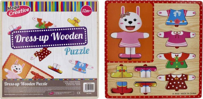 Puzzle druri Mega Creative Wooden Puzzle Dressing, 10 elemente, edukative