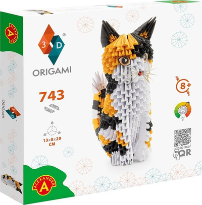 Set origami 3D HQ Invento Cat, skulpturë mace letre, pa ngjitës, multingjyrësh