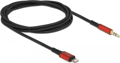Kabllo audio Delock Lightning në 3.5mm, 1.5m, për Apple, e zezë me të kuqe
