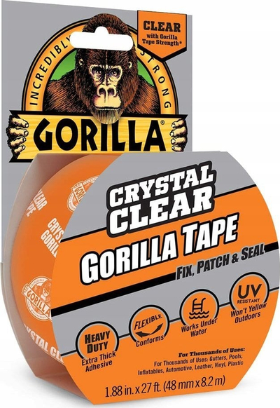 Проѕирна леплива лента за поправка Gorilla Tape Repair Clear, 48mm, 8.2m, транспарентна