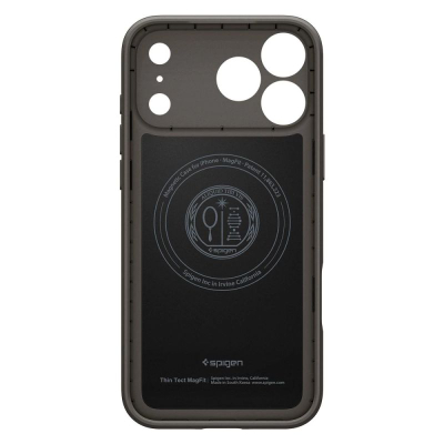 Kapak telefoni Spigen Thin Fit MagSafe për iPhone 17 Pro, shumë i hollë, gri gunmetal