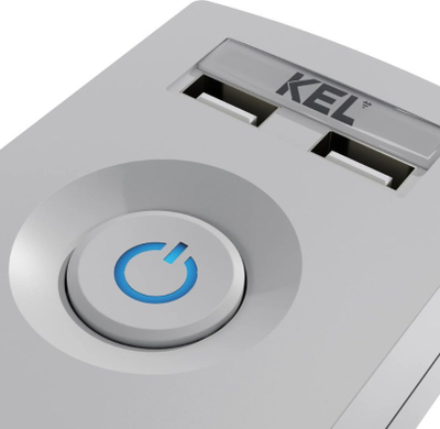 Shtepshtesë elektrike KEL AX5, 5 dalje, 2x USB, 3m, gri