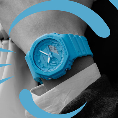 Orë dore për meshkuj Casio G-Shock Tone-on-Tone GA-2100-2A2ER (619), e kaltër