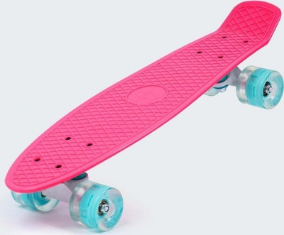 Skateboard LED me drita, rrota që ndizen, deri 100 kg, rozë