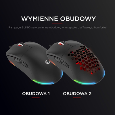 Set 2 copë maus gaming Rampage Blink, USB, 12800 DPI, RGB, i zi