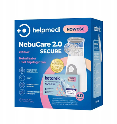 Nebулизатор HelpMedi Katarek NebuCare 2.0 Secure Set, без кабел, за деца и возрасни