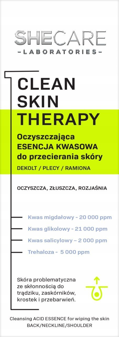 Pastrues trupi Shecare Clean Skin Therapy, acid eksfoliues, për lëkurë me akne