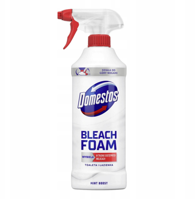 Shkumë pastruese Domestos Bleach Foam Mint Boost, me zbardhues, 435 ml