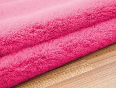 Qilim rrumbullak Round Rabbit Rug Silky Rabbit Fur 90, poliester, antirrëshqitës, rozë e ndezur
