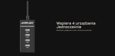 Modul USB Simagic Wheelbase Expansion, alumini, për sim racing, ngjyrë e zezë