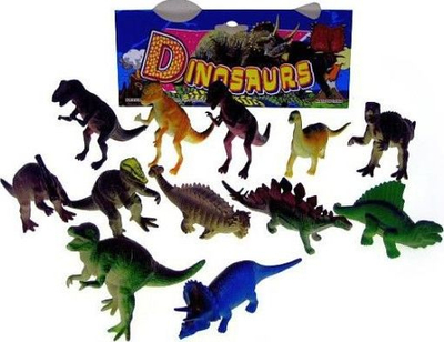 Set figura dinosauri Hipo HHS069, 12 copë, 10 cm, shumëngjyrëshe