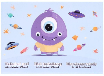 Bllok teknik Little Monster, A4, 10 fletë 170 g/m2, shumëngjyrësh