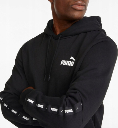 Bluzë me kapuç Puma ESS+ Tape Hoodie FL M, për burra, me xhep përpara, e zezë
