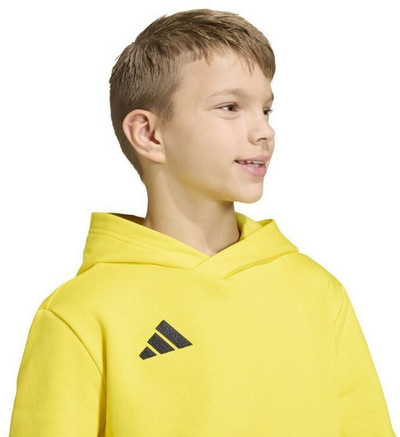 Bluzë me kapuç për fëmijë Adidas Entrada 26, pambuk poliester, e verdhë
