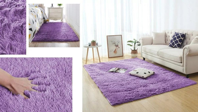 Tapet Thick Soft Plush Shaggy Rug, 80x150 cm, i trashë, vjollcë e hapur