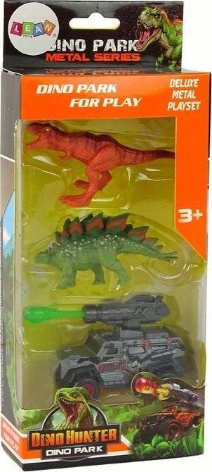 Set lodrash me dinosaurë dhe makinë, 2 figura, raketë e gjelbër