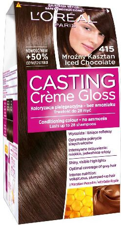 Ngjyrë flokësh L'Oréal Casting Crème Gloss 415 Frosty Chestnut, pa amoniak, gështenjë e ftohtë