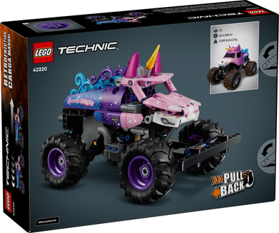 Lodër ndërtimi LEGO Technic 42220 Monster Jam Sparkle Smash, kamion përbindësh, tërheq e lësho, shumëngjyrësh