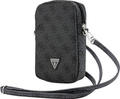 Çantë messenger Guess Bag For Phone Documents, lëkurë eko, me logo metalike, e zezë