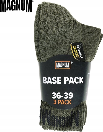 Çorape taktike Magnum Base Pack, set me 3 palë, antibakteriale, ngjyrë ulliri