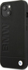 Futrollë BMW Leather Case për iPhone 13, lëkurë, logogram metalik, e zezë