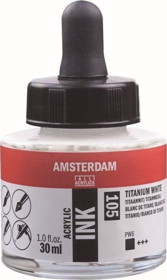 Bojë akrilike Amsterdam Acrylic Ink Titanium White, 30ml, e bardhë titan