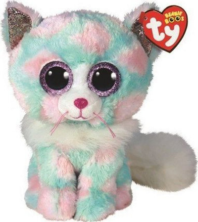 Lodër pelushi TY Beanie Boos Opal, mace, 15cm, shumëngjyrëshe