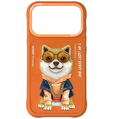 Kllëf telefoni Nimmy Glasses Cool Dog, për iPhone 17 Pro, portokalli