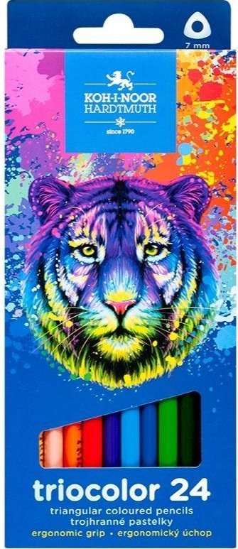 Lapsa me ngjyra Koh-I-Noor Triocolor Tiger, set 24 ngjyra, trekëndorë, shumëngjyrësh