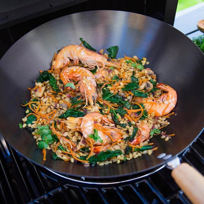 Tigan wok Campingaz Culinary Modular Mandarin, çelik karboni, shtresë jo ngjitëse, i zi