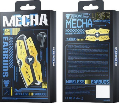 Kufje pa tela Wekome VB06 Mecha, Bluetooth 5.3, driver 13 mm, të zeza